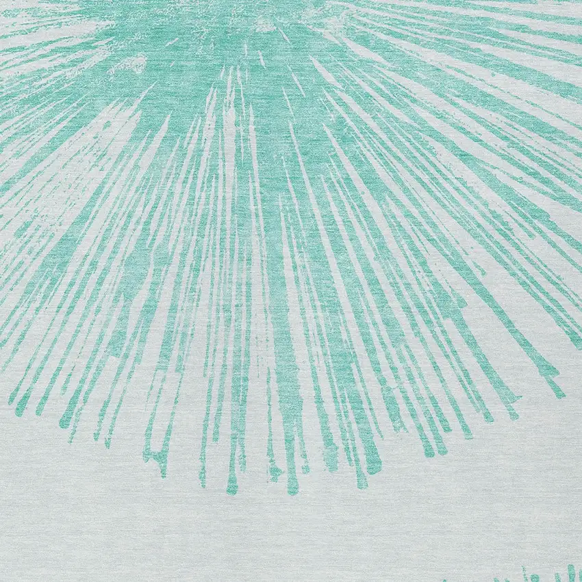Aquamarine And Ivory Abstract Washable Indoor Outdoor Area Rug Photo 6