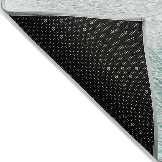 Aquamarine And Ivory Abstract Washable Indoor Outdoor Area Rug Photo 4