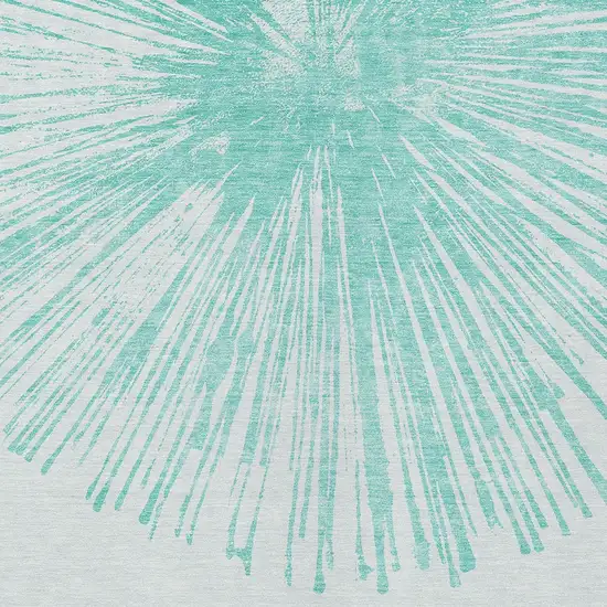 Aquamarine And Ivory Abstract Washable Indoor Outdoor Area Rug Photo 6