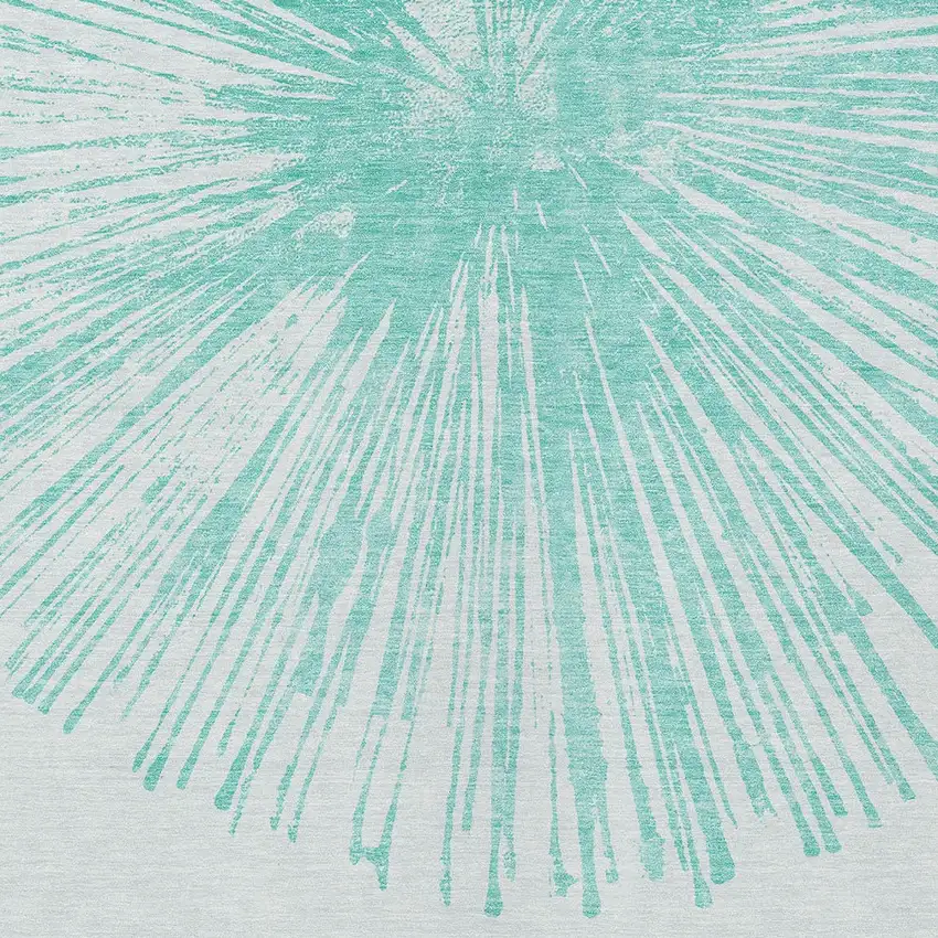 Aquamarine And Ivory Abstract Washable Indoor Outdoor Area Rug Photo 6