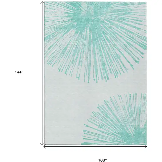 Aquamarine And Ivory Abstract Washable Indoor Outdoor Area Rug Photo 3