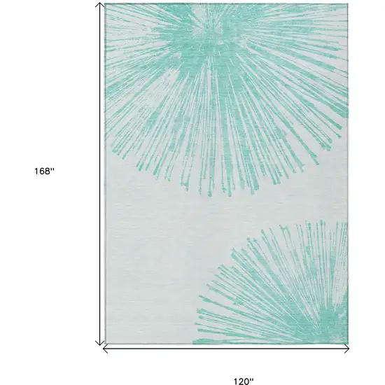 Aquamarine And Ivory Abstract Washable Indoor Outdoor Area Rug Photo 3