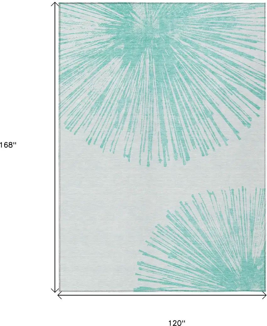 Aquamarine And Ivory Abstract Washable Indoor Outdoor Area Rug Photo 3