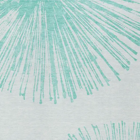 Aquamarine And Ivory Abstract Washable Indoor Outdoor Area Rug Photo 6