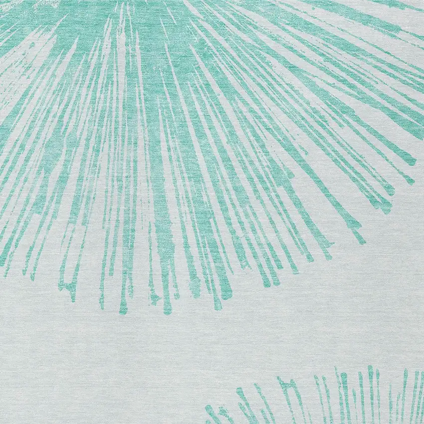 Aquamarine And Ivory Abstract Washable Indoor Outdoor Area Rug Photo 6