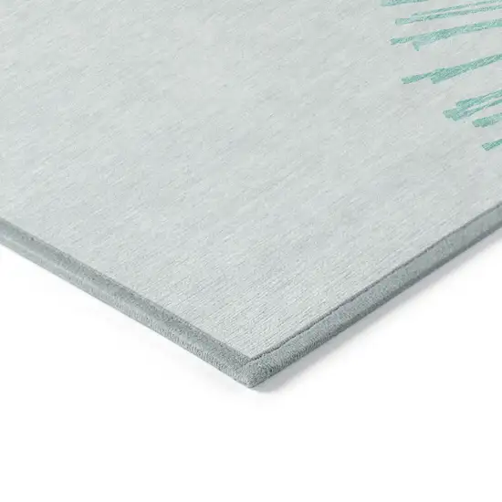 Aquamarine And Ivory Abstract Washable Indoor Outdoor Area Rug Photo 5