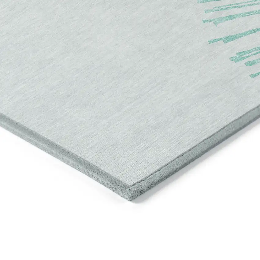 Aquamarine And Ivory Abstract Washable Indoor Outdoor Area Rug Photo 5