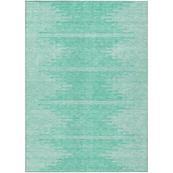 Aquamarine And Ivory Abstract Washable Indoor Outdoor Area Rug Photo 2