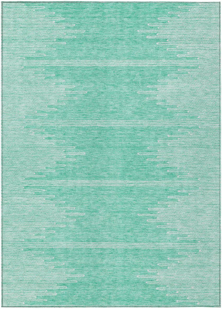 Aquamarine And Ivory Abstract Washable Indoor Outdoor Area Rug Photo 2