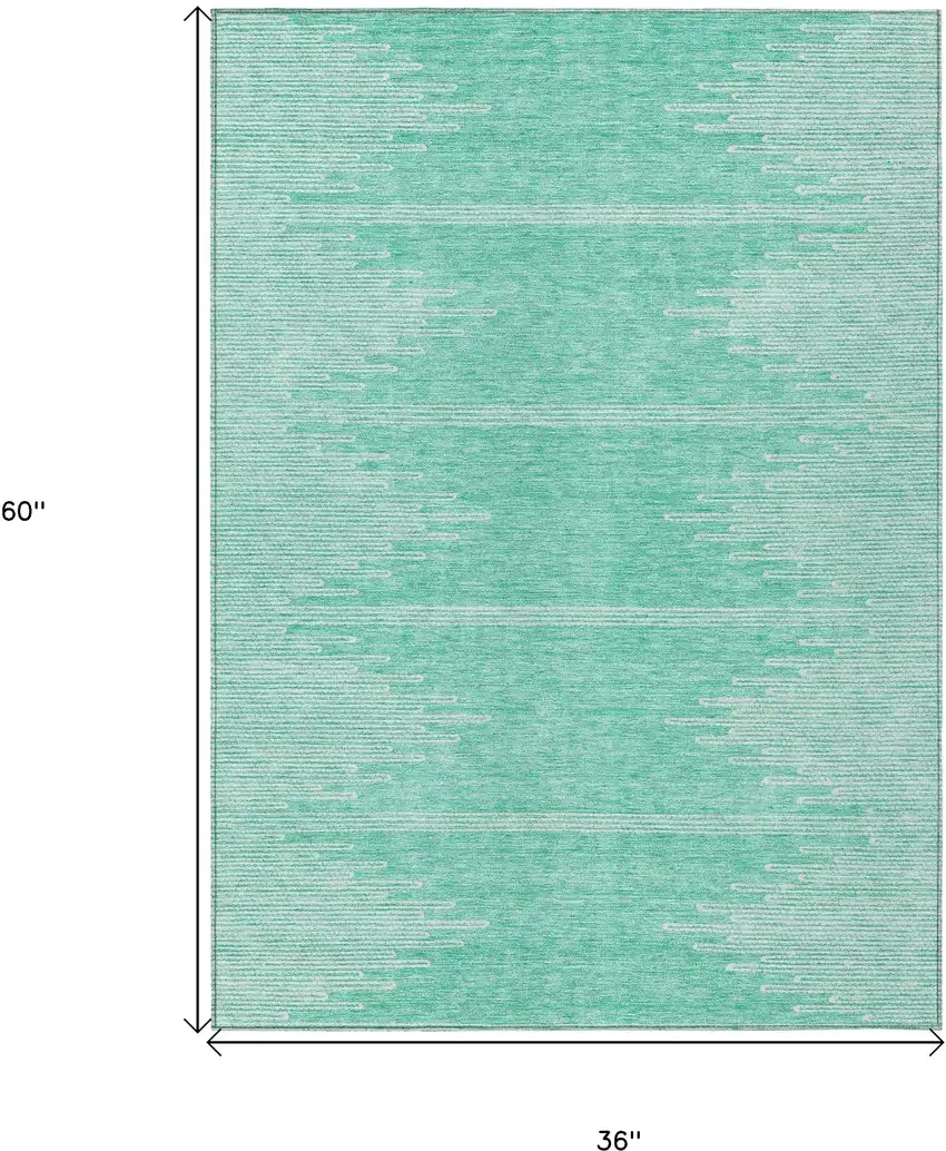 Aquamarine And Ivory Abstract Washable Indoor Outdoor Area Rug Photo 3