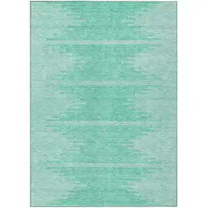 Photo of Aquamarine And Ivory Abstract Washable Indoor Outdoor Area Rug