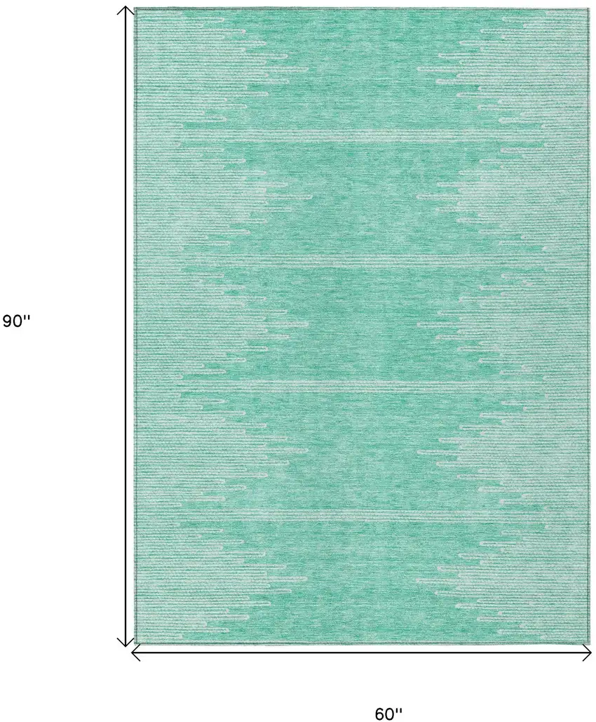 Aquamarine And Ivory Abstract Washable Indoor Outdoor Area Rug Photo 3