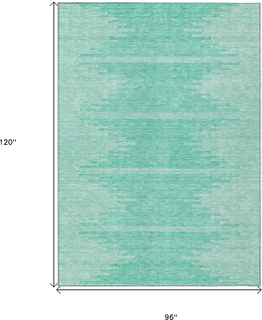 Aquamarine And Ivory Abstract Washable Indoor Outdoor Area Rug Photo 3