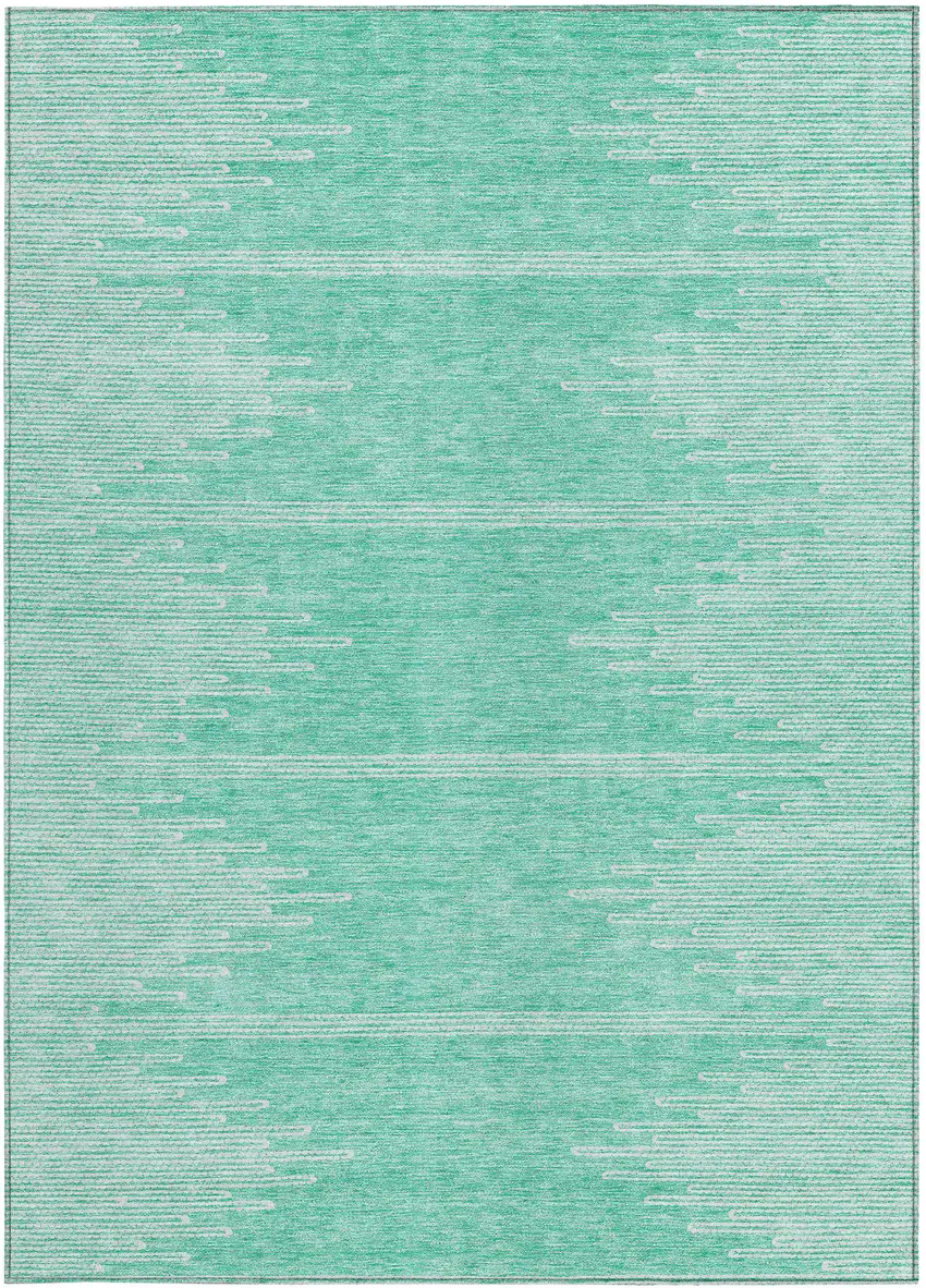Aquamarine And Ivory Abstract Washable Indoor Outdoor Area Rug Photo 7