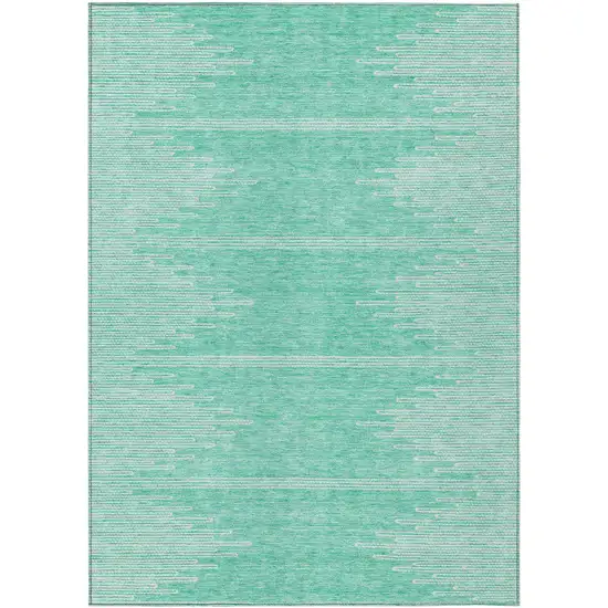 Aquamarine And Ivory Abstract Washable Indoor Outdoor Area Rug Photo 2