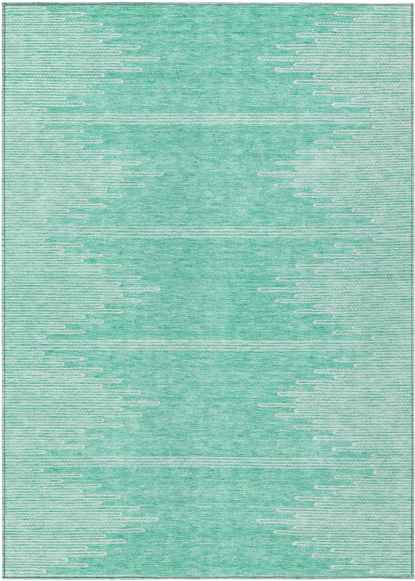 Aquamarine And Ivory Abstract Washable Indoor Outdoor Area Rug Photo 2