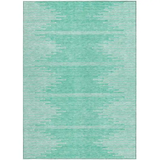 Aquamarine And Ivory Abstract Washable Indoor Outdoor Area Rug Photo 7