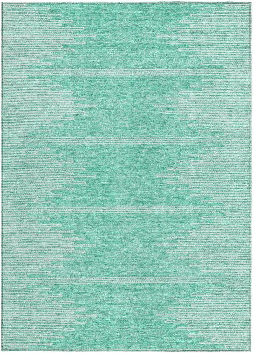 Aquamarine And Ivory Abstract Washable Indoor Outdoor Area Rug Photo 7