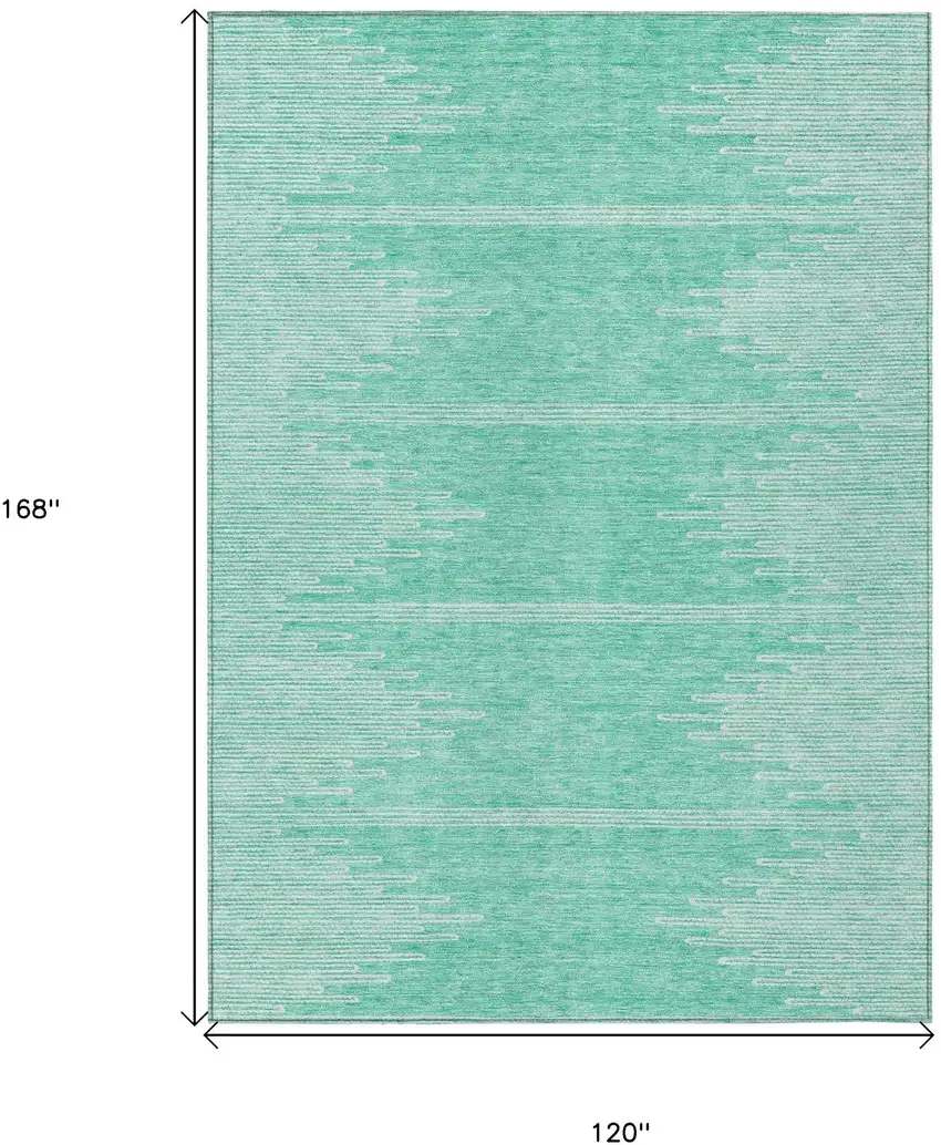 Aquamarine And Ivory Abstract Washable Indoor Outdoor Area Rug Photo 3