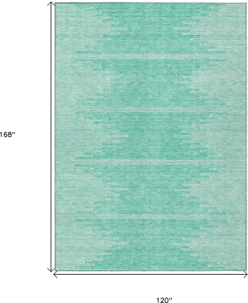 Aquamarine And Ivory Abstract Washable Indoor Outdoor Area Rug Photo 3