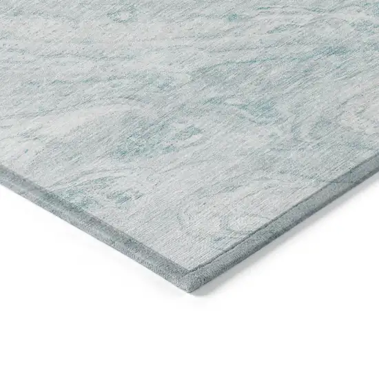 Aquamarine Aqua And Ivory Abstract Washable Indoor Outdoor Area Rug Photo 4
