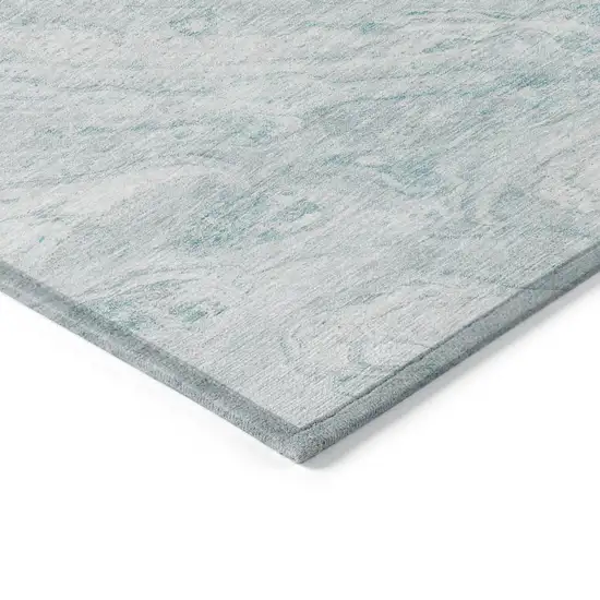 Aquamarine Aqua And Ivory Abstract Washable Indoor Outdoor Area Rug Photo 4