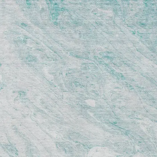 Aquamarine Aqua And Ivory Abstract Washable Indoor Outdoor Area Rug Photo 5