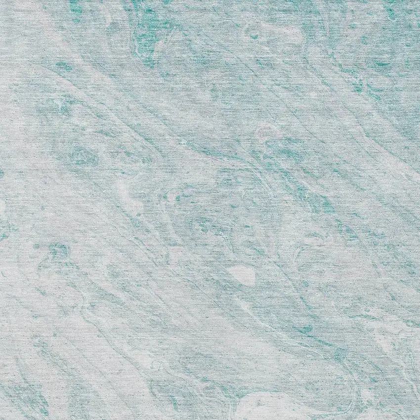 Aquamarine Aqua And Ivory Abstract Washable Indoor Outdoor Area Rug Photo 5