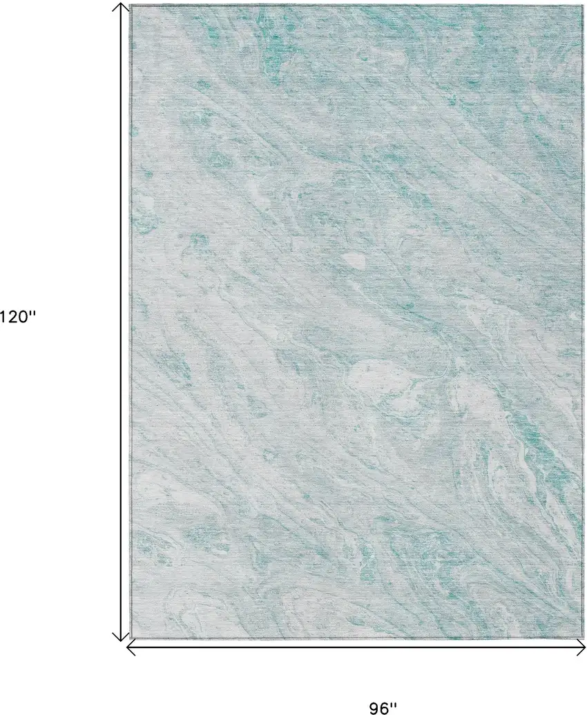 Aquamarine Aqua And Ivory Abstract Washable Indoor Outdoor Area Rug Photo 3