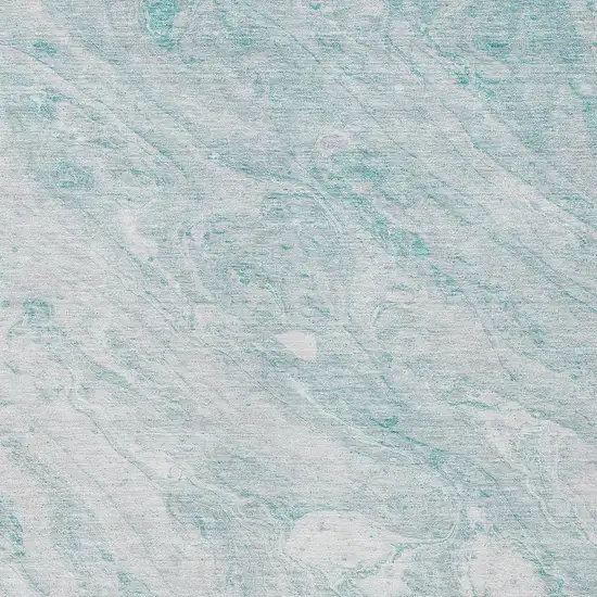 Aquamarine Aqua And Ivory Abstract Washable Indoor Outdoor Area Rug Photo 6