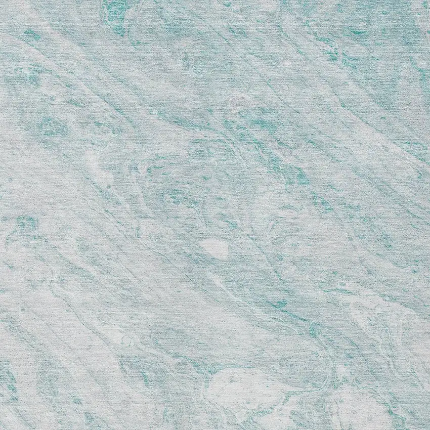 Aquamarine Aqua And Ivory Abstract Washable Indoor Outdoor Area Rug Photo 6