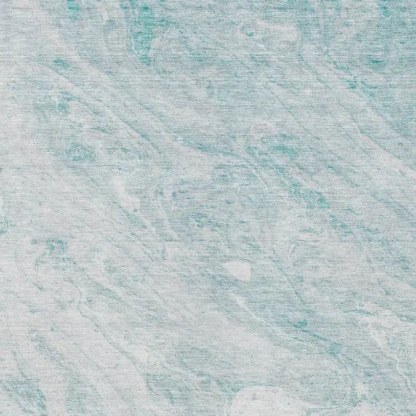 Aquamarine Aqua And Ivory Abstract Washable Indoor Outdoor Area Rug Photo 6
