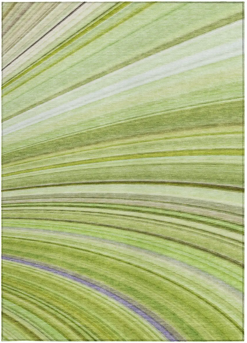 Artichoke Green Abstract Washable Non Skid Indoor Outdoor Area Rug Photo 6