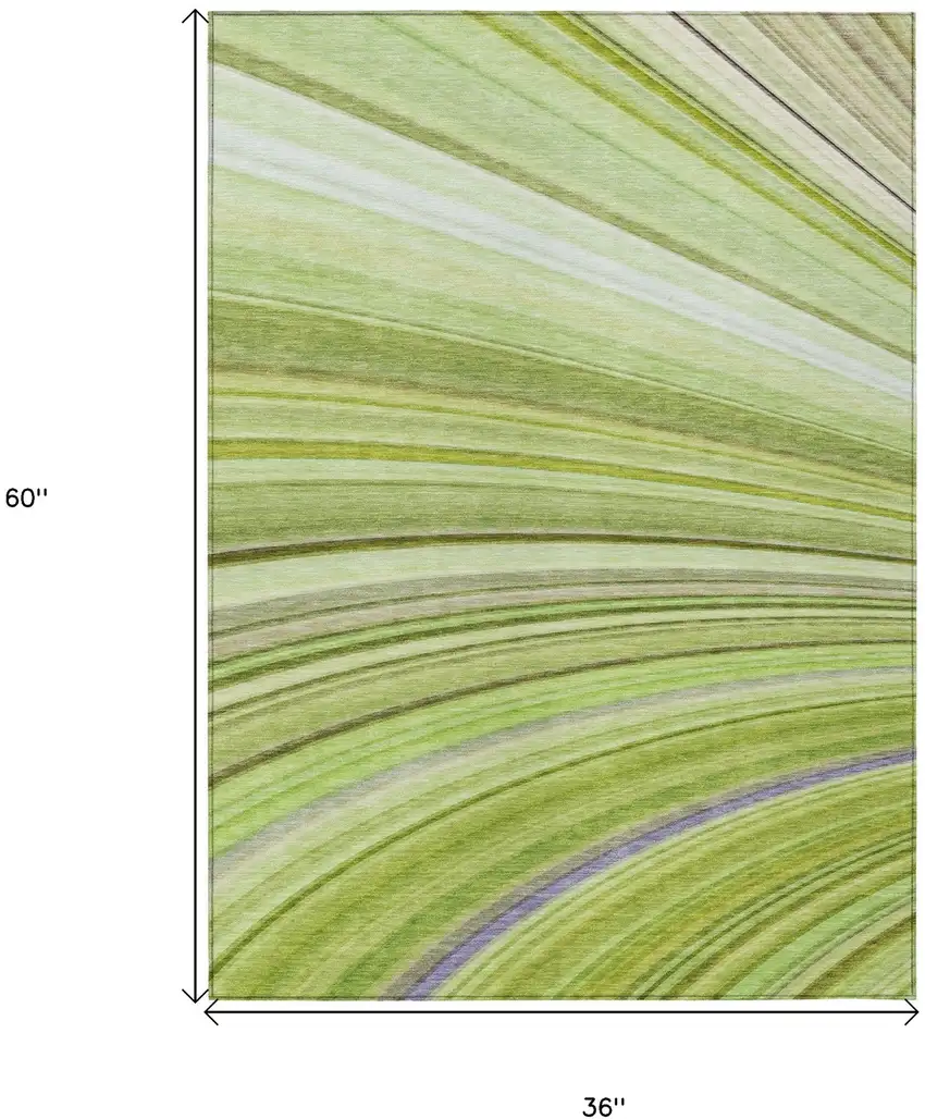 Artichoke Green Abstract Washable Non Skid Indoor Outdoor Area Rug Photo 3
