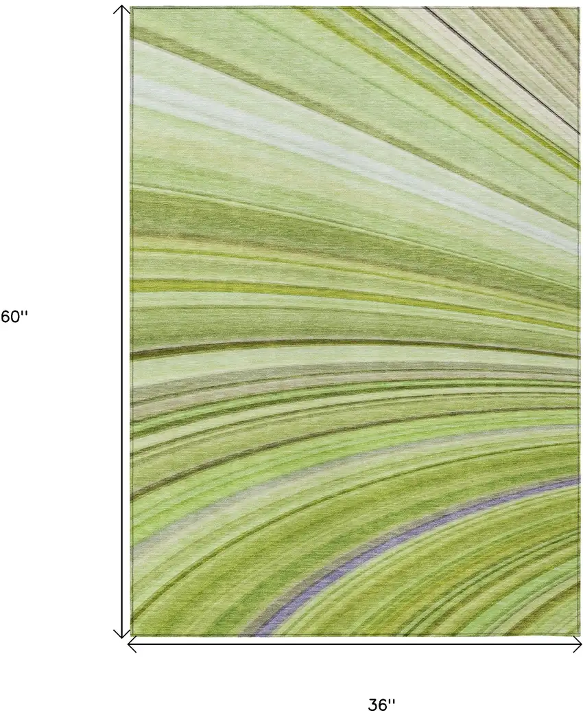 Artichoke Green Abstract Washable Non Skid Indoor Outdoor Area Rug Photo 3