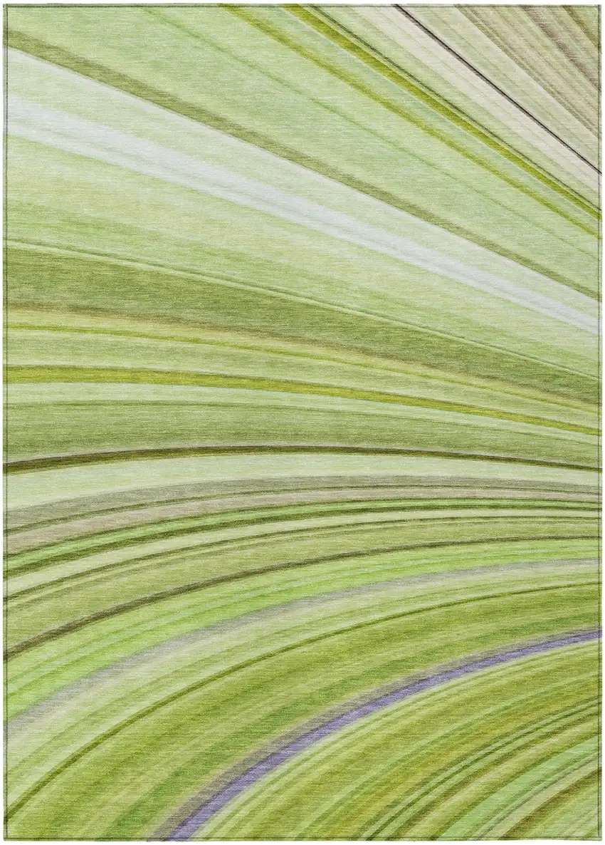 Artichoke Green Abstract Washable Non Skid Indoor Outdoor Area Rug Photo 2