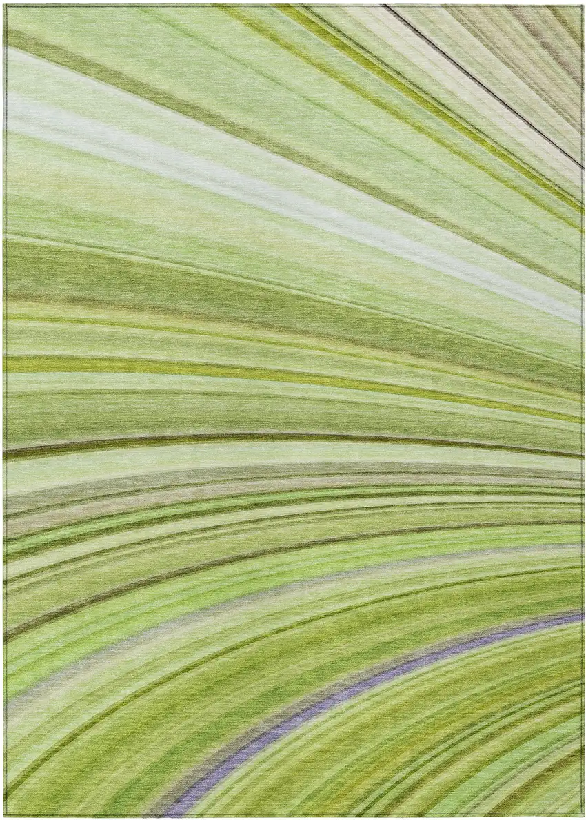 Artichoke Green Abstract Washable Non Skid Indoor Outdoor Area Rug Photo 2