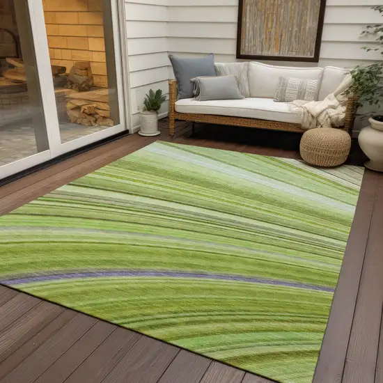 Artichoke Green And Olive Green Abstract Washable Indoor Outdoor Area Rug Photo 8