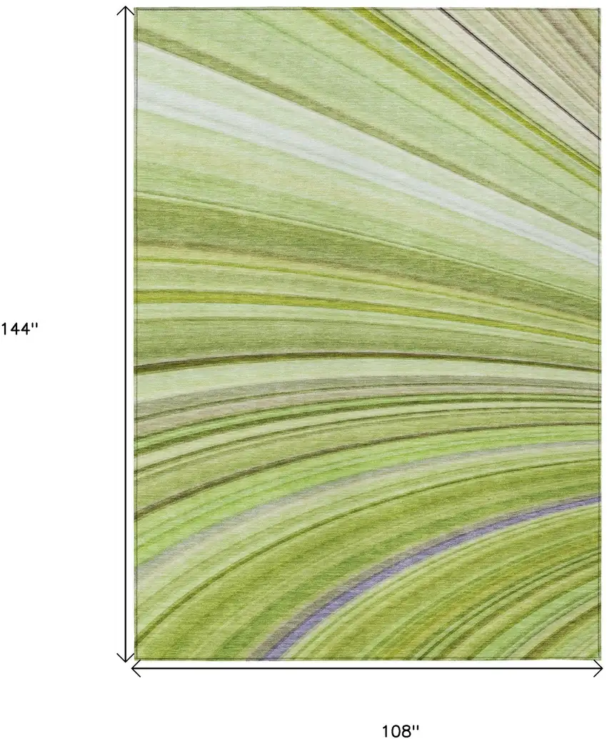 Artichoke Green Abstract Washable Non Skid Indoor Outdoor Area Rug Photo 3