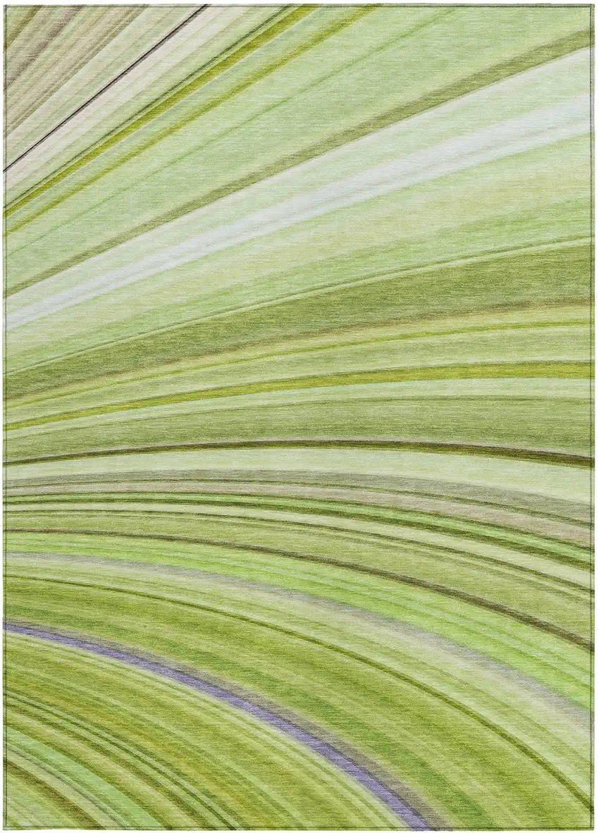 Artichoke Green Abstract Washable Non Skid Indoor Outdoor Area Rug Photo 6