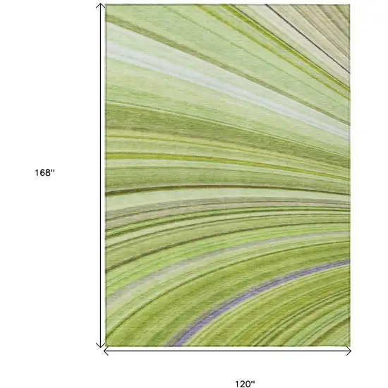 Artichoke Green And Olive Green Abstract Washable Indoor Outdoor Area Rug Photo 3