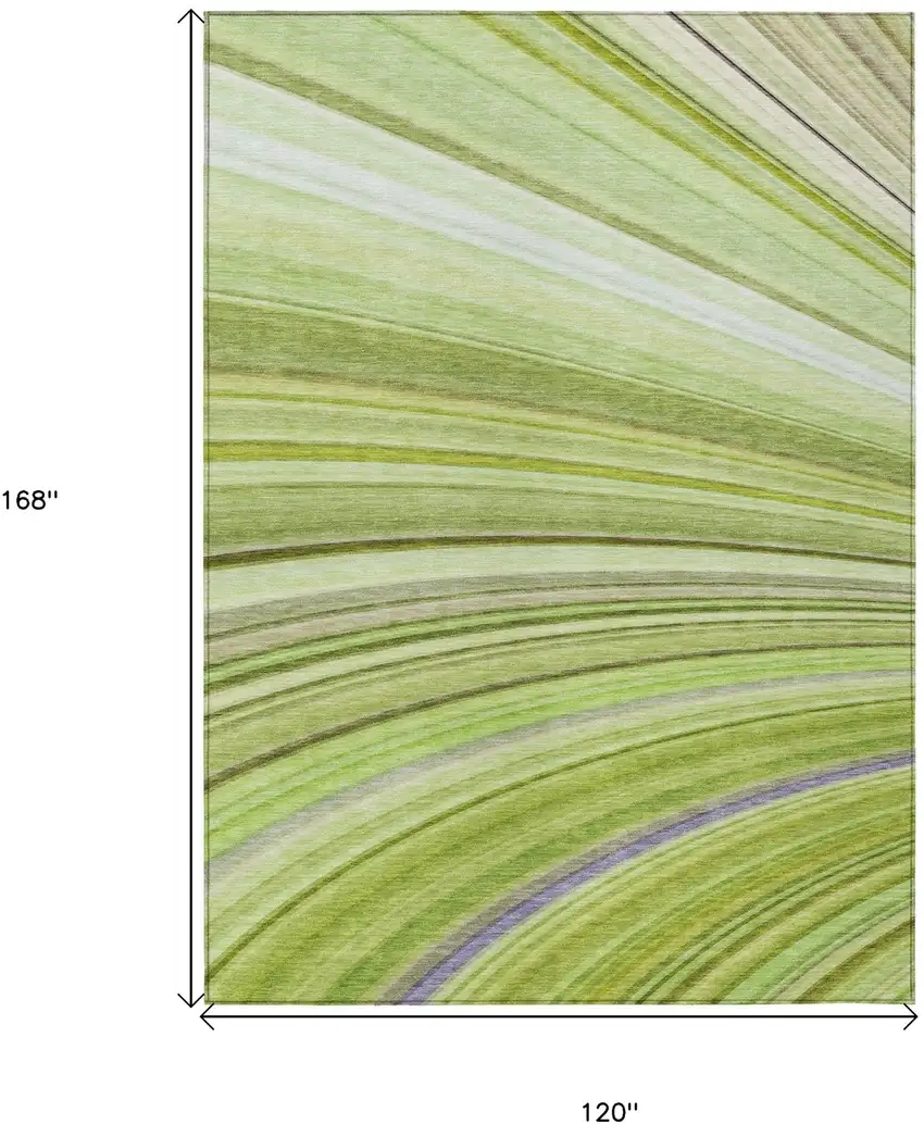 Artichoke Green And Olive Green Abstract Washable Indoor Outdoor Area Rug Photo 3