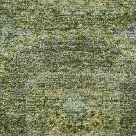 Artichoke Green And Beige Abstract Geometric Washable Area Rug With UV Protection Photo 8
