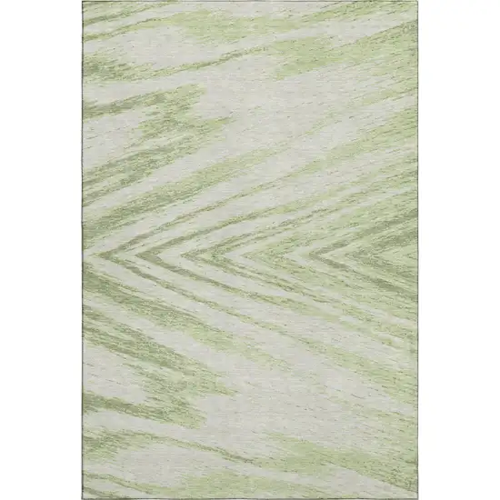 Artichoke Green And Beige Abstract Washable Area Rug With UV Protection Photo 6