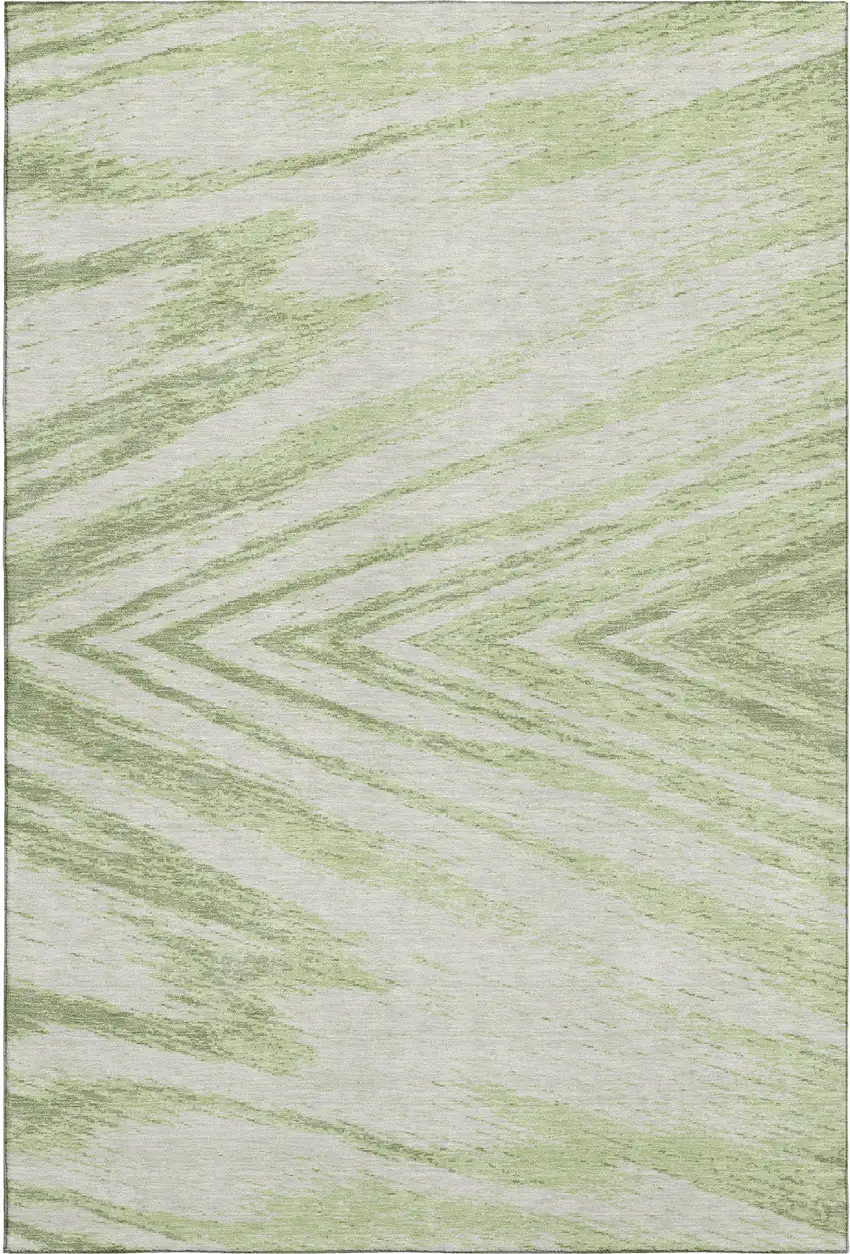 Artichoke Green And Beige Abstract Washable Area Rug With UV Protection Photo 6
