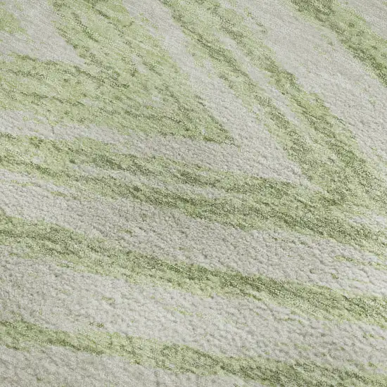 Artichoke Green And Beige Abstract Washable Area Rug With UV Protection Photo 4