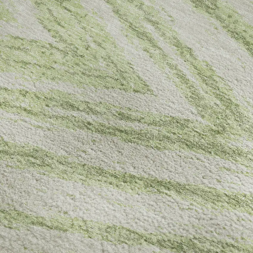 Artichoke Green And Beige Abstract Washable Area Rug With UV Protection Photo 4