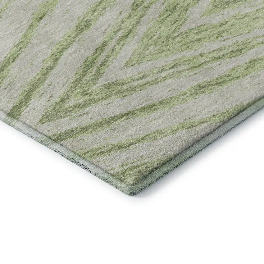 Artichoke Green And Beige Abstract Washable Area Rug With UV Protection Photo 9