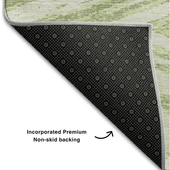 Artichoke Green And Beige Abstract Washable Area Rug With UV Protection Photo 6