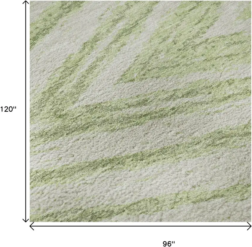 Artichoke Green And Beige Abstract Washable Area Rug With UV Protection Photo 9